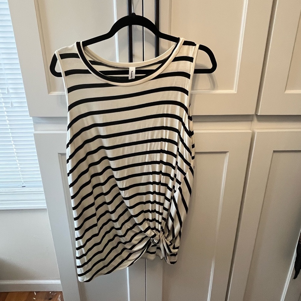 Twenty Black and Cream Striped cold shoulder